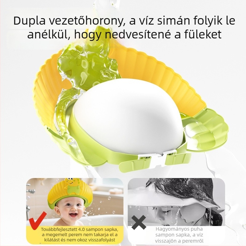Baba sampon sapka, vízálló fülvédő, állítható fürdő sapka
