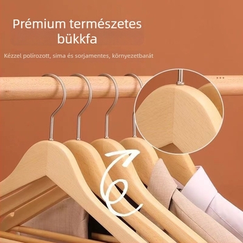 Tömörfa ruhakasztó, csúszásmentes felülettel, gardróbhoz