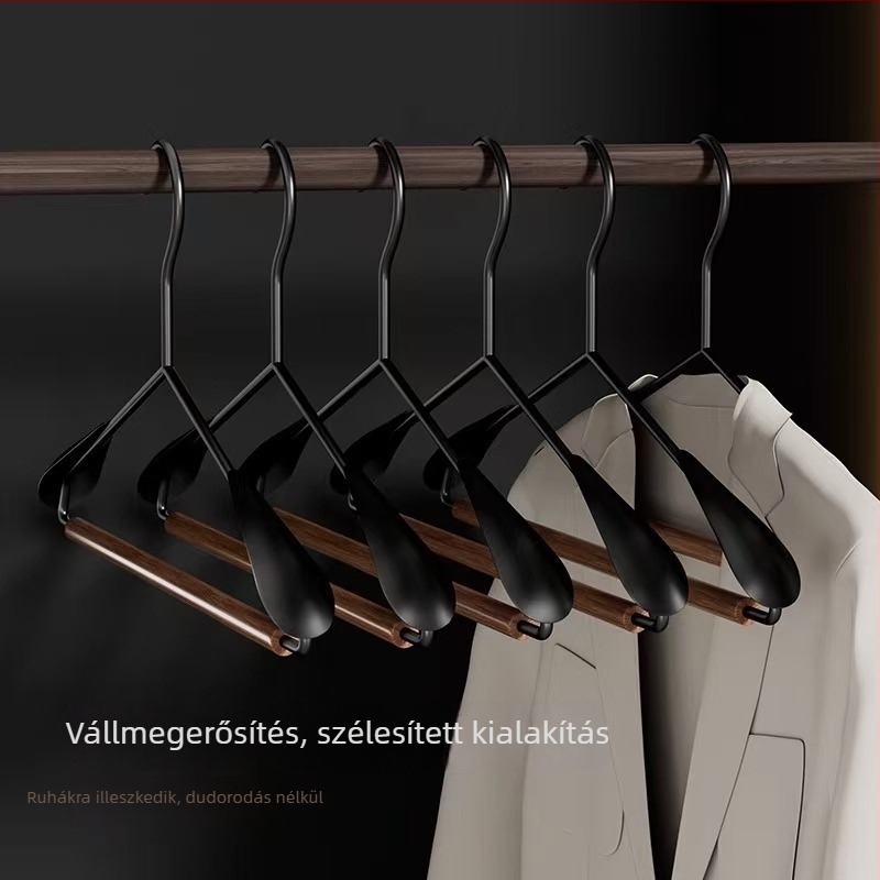 Kovácsoltvasból készült ruhaarasztó bükkfával, széles vállú, csúszásmentes, nyom nélkül, vintage stílusú otthoni vagy üzleti használatra