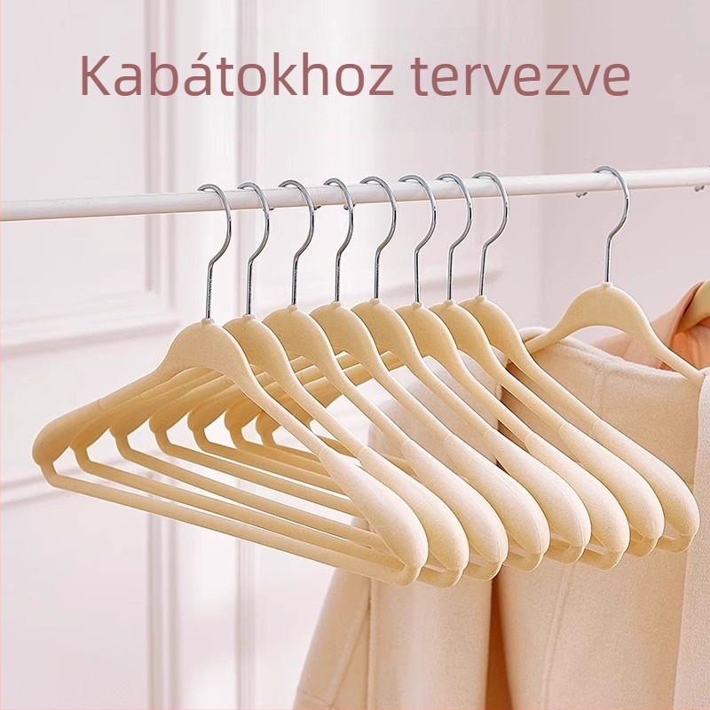 Műanyag ruhafogas széles vállú, csúszásmentes, kabátokhoz és öltönyökhöz