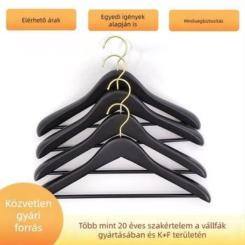 Vastagított, széles vállú vintage tömörfa ruhaakasztó