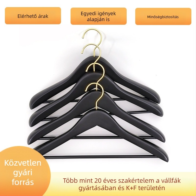 Vastagított, széles vállú vintage tömörfa ruhaakasztó