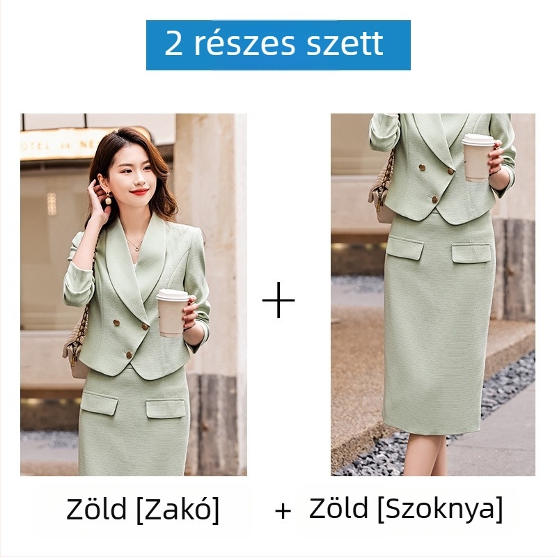 Női kosztüm szett szoknyával, 2023 tavasz, koreai stílus, elegáns, hétköznapi munkahelyi ruházat, két részes