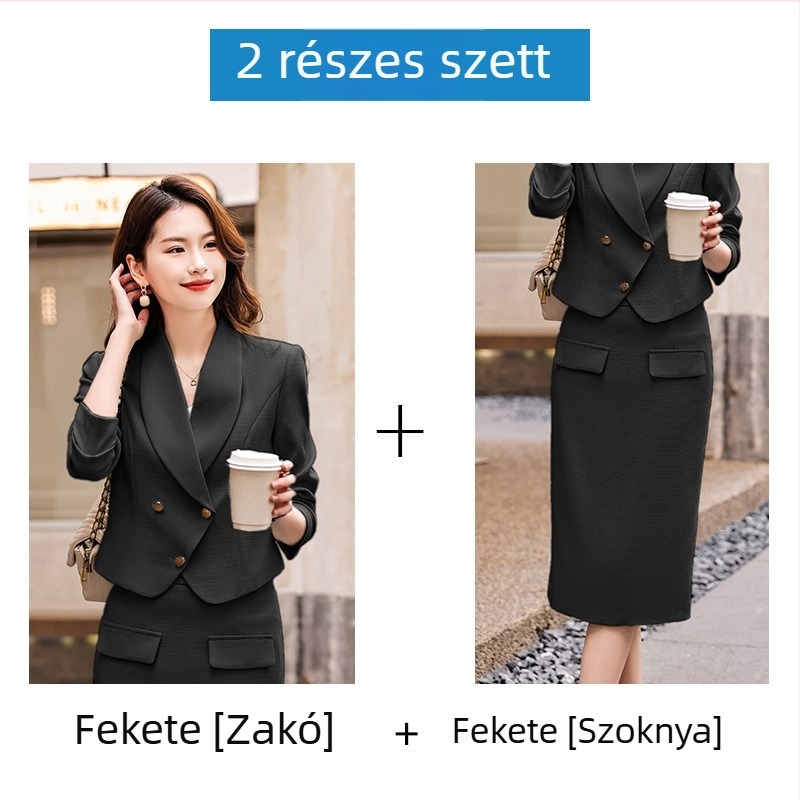 Női kosztüm szett szoknyával, 2023 tavasz, koreai stílus, elegáns, hétköznapi munkahelyi ruházat, két részes