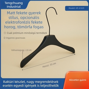 Fekete tömörfa ruhakasztók nők és gyerekek ruháihoz, logóval 61029