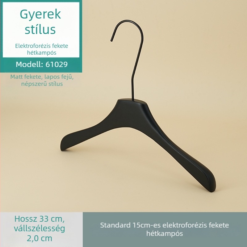 Fekete tömörfa ruhakasztók nők és gyerekek ruháihoz, logóval 61029