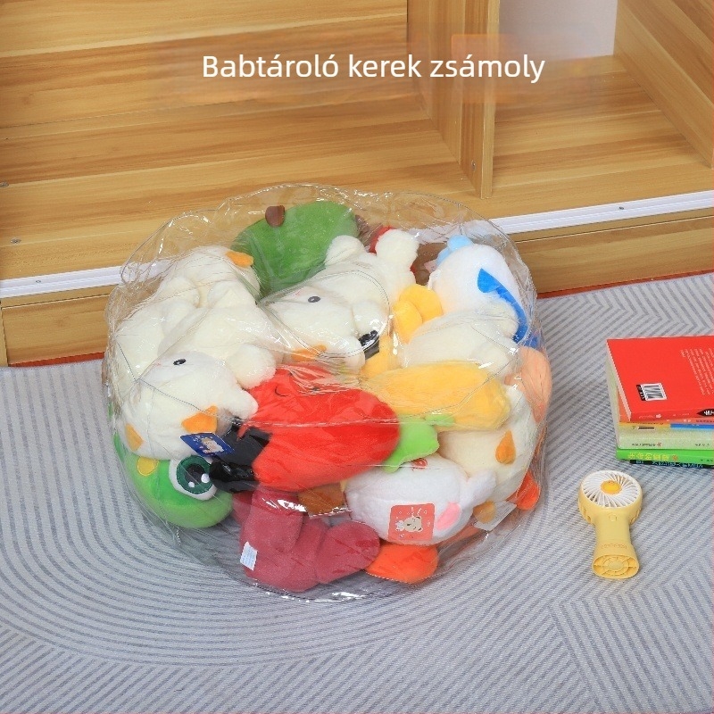 PVC kerek tároló ülőke babáknak, átlátszó, nagy kapacitású
