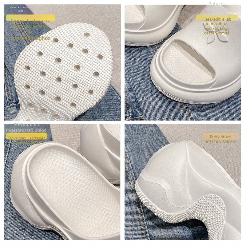 Női 9 cm vastag talpú szandál klínes sarokkal, EVA puha talppal, elegáns európai–amerikai stílus