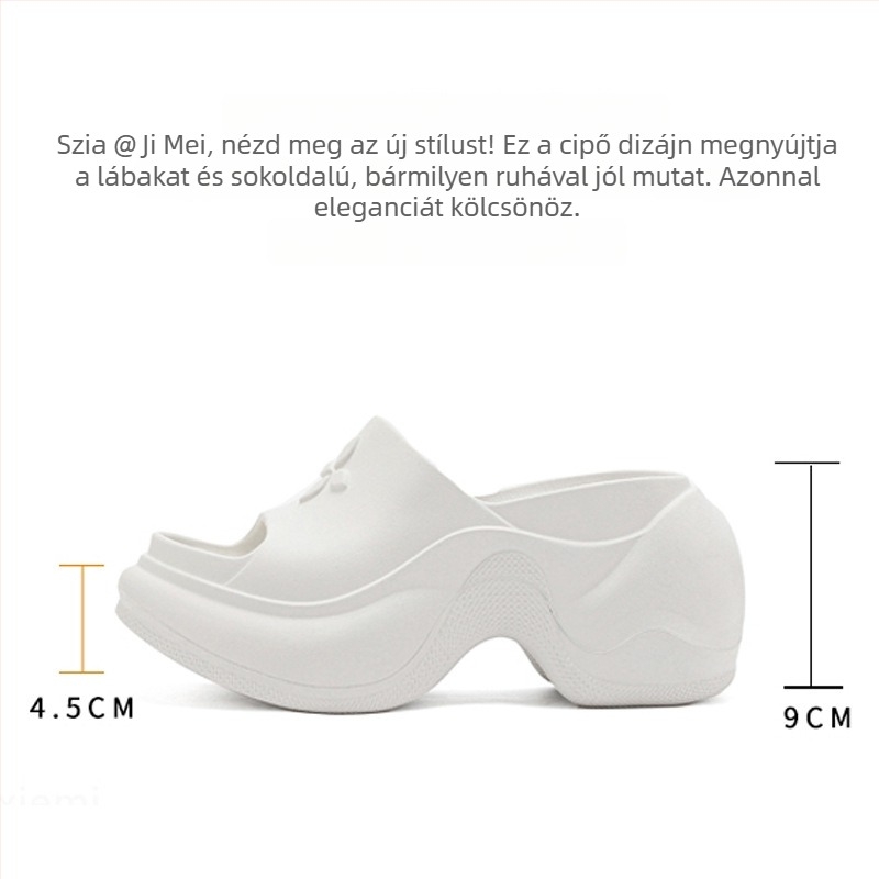 Női 9 cm vastag talpú szandál klínes sarokkal, EVA puha talppal, elegáns európai–amerikai stílus