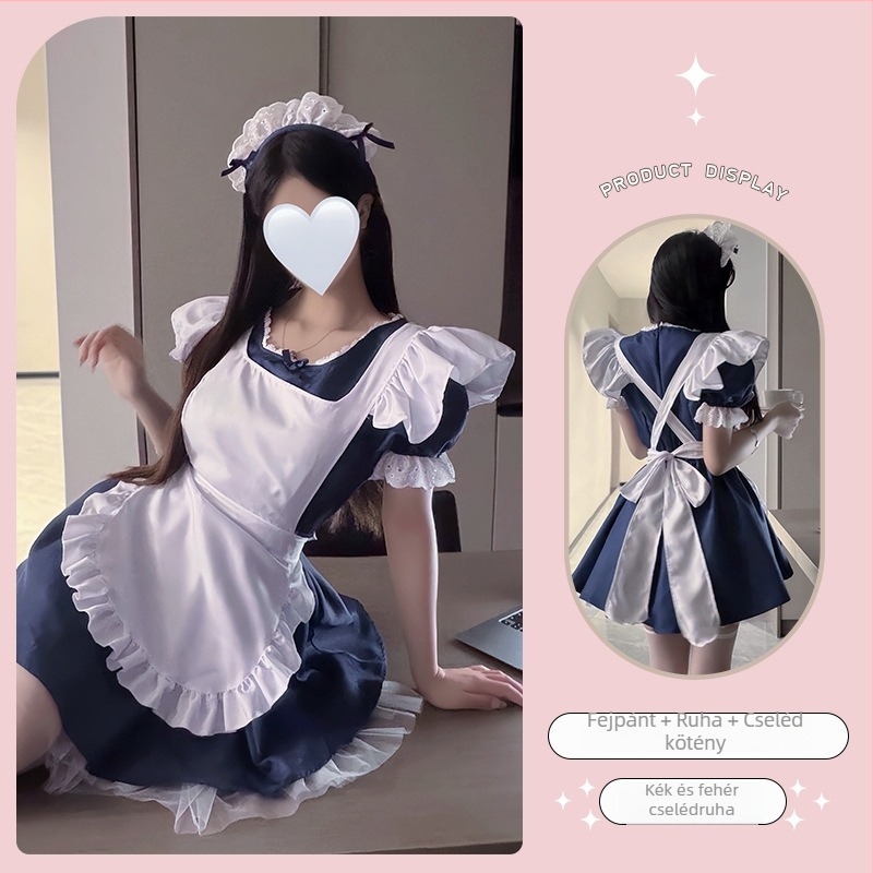 Japán-stílusú szobalány cosplay készlet — aranyos diákruha, Lolita outfit anime-hoz, plusz méret, mindennapi viselet