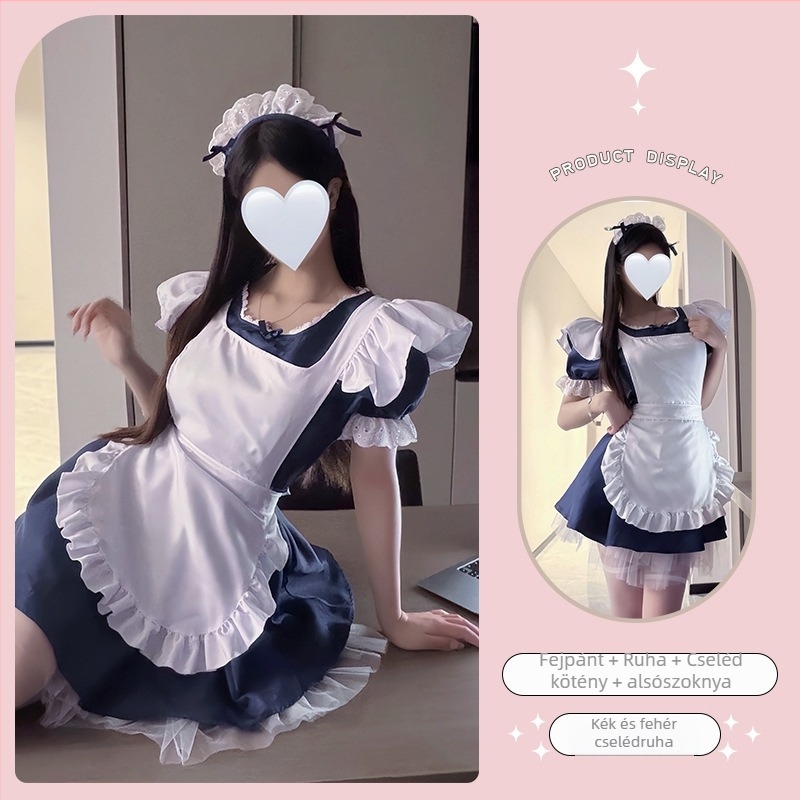 Japán-stílusú szobalány cosplay készlet — aranyos diákruha, Lolita outfit anime-hoz, plusz méret, mindennapi viselet