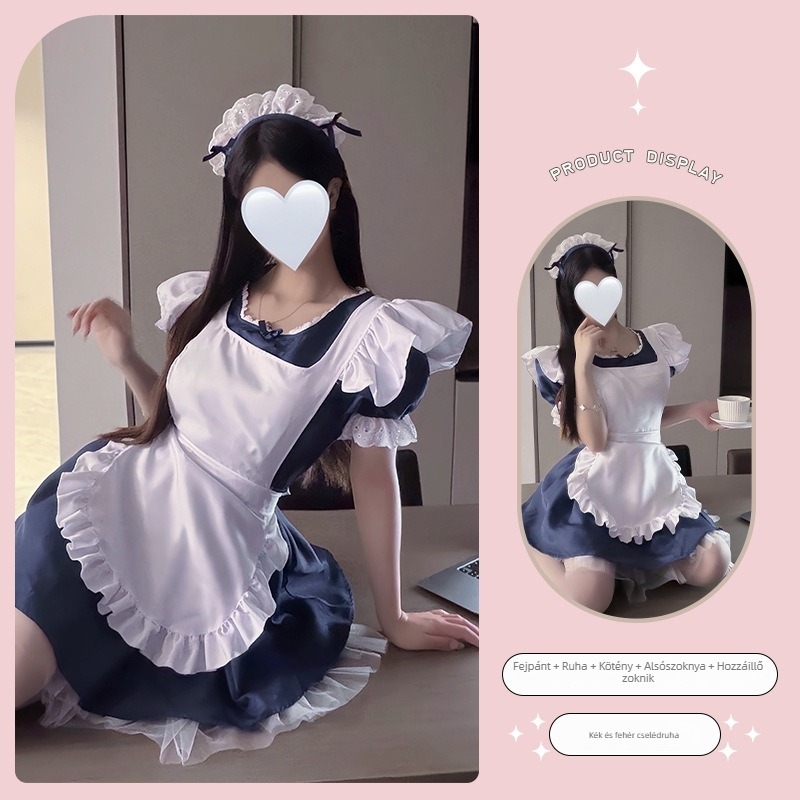 Japán-stílusú szobalány cosplay készlet — aranyos diákruha, Lolita outfit anime-hoz, plusz méret, mindennapi viselet