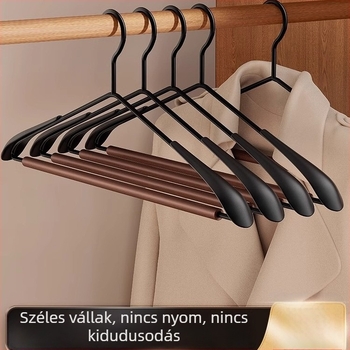 Otthoni csúszásmentes ruhafogas, széles vállú, vas- és fa anyagból, könnyű luxus stílusban