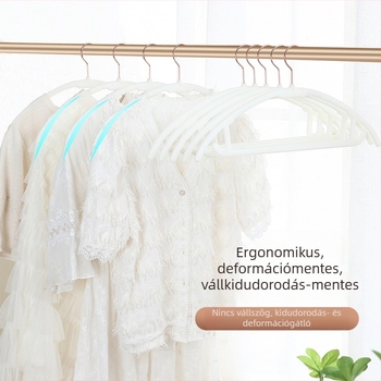 Flokkolt felületű vállfa félkör alakú, csúszásmentes, nyom nélkül hagyó vállakon, megerősített ívű gardrób fogas