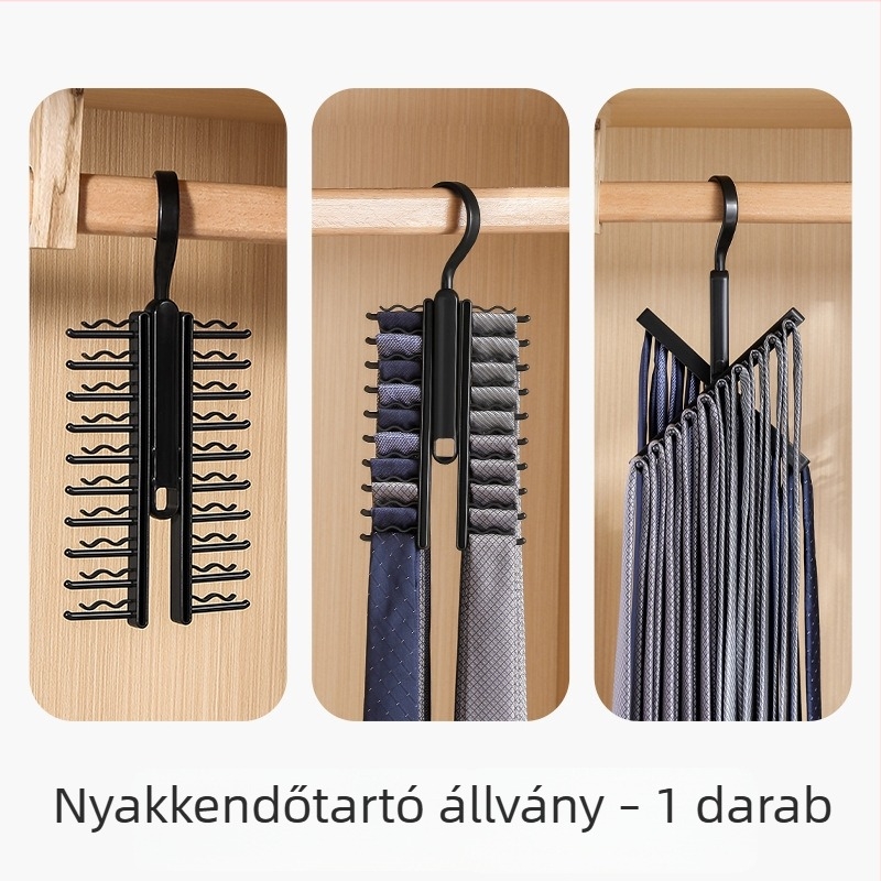 20-pozíciós öv- és nyakkendő rendező akasztóval sálakhoz