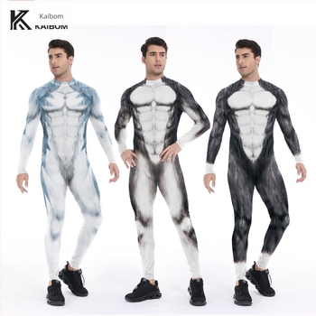 Halloween új állatmintás digitális cosplay overál, hosszú ujjú pulóver nyakú, színpadi előadásokhoz