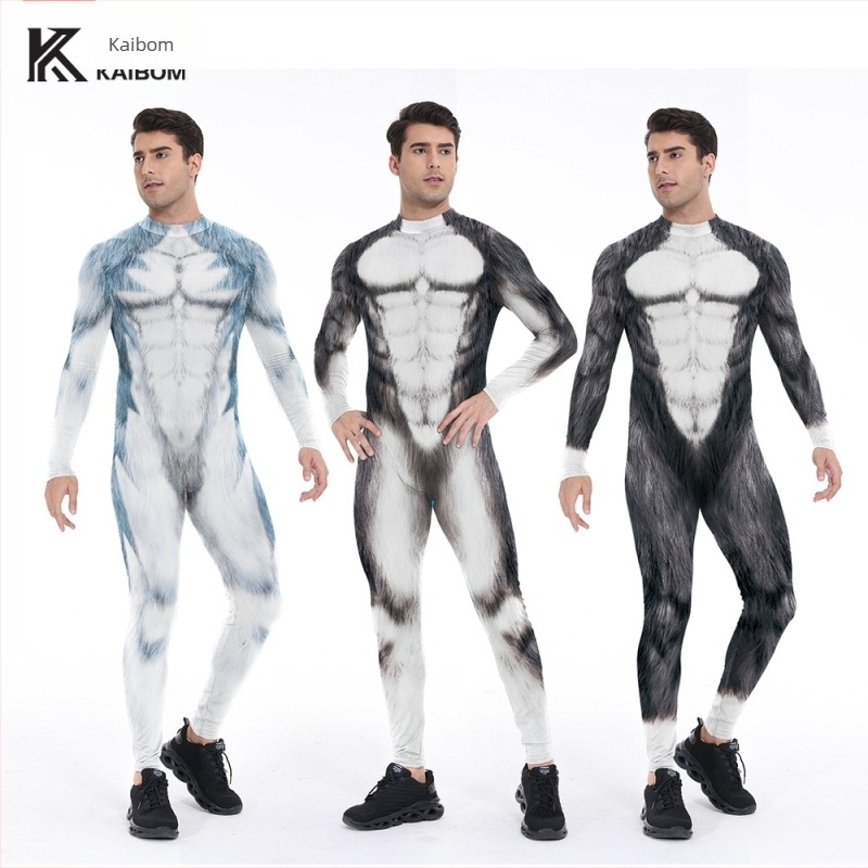 Halloween új állatmintás digitális cosplay overál, hosszú ujjú pulóver nyakú, színpadi előadásokhoz
