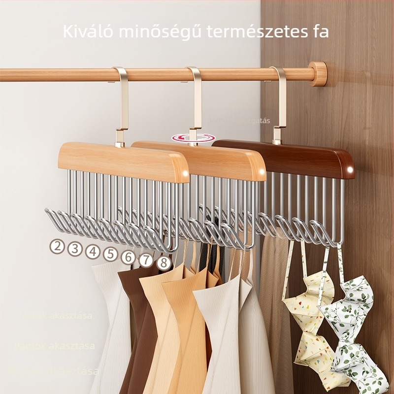 Fából készült ruhafogas és ruhaszárító gardróbba, multifunkcionális tároló