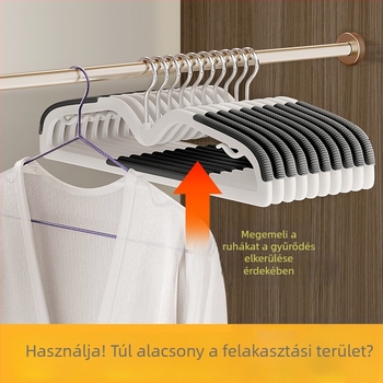 Rövid nyakú ruhakasztó, megerősített, csúszásmentes, nyom nélkül, vállvédő, helytakarékos gardrób
