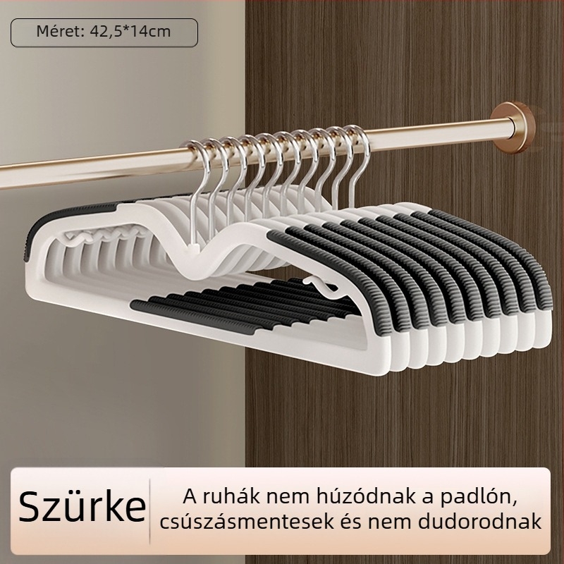 Rövid nyakú ruhakasztó, megerősített, csúszásmentes, nyom nélkül, vállvédő, helytakarékos gardrób