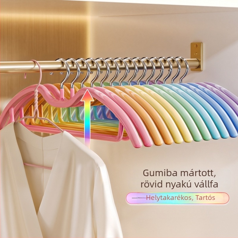 Széles vállú, csúszásmentes, nyomot nem hagyó ruhafogasok otthoni használatra – 7 darabos készlet, színes