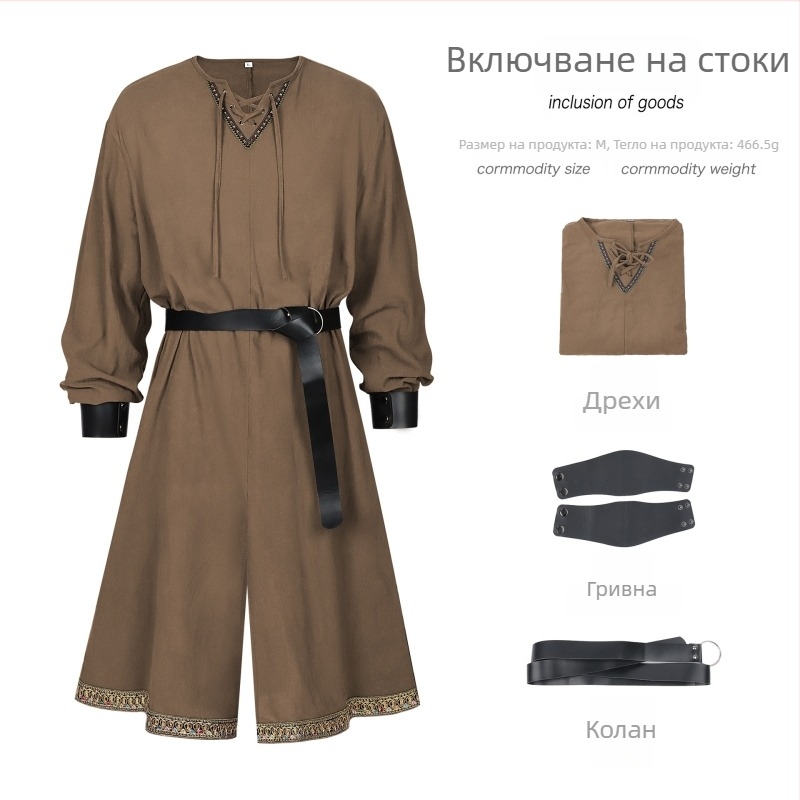Reneszánsz Templar lovag jelmez színpadi előadáshoz, vikings stílussal és kalóz részletekkel