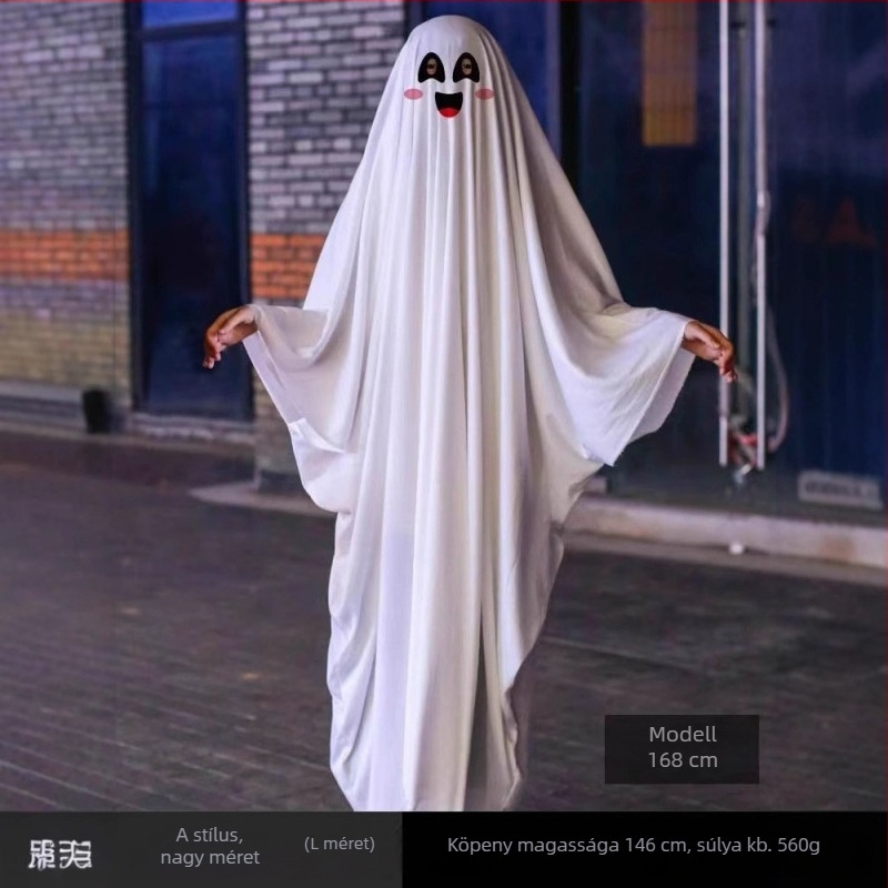 Fehér szellem Halloween jelmez cosplay és maszkabálhoz – gyerekeknek és felnőtteknek