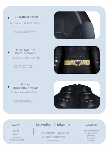Batman Halloween cosplay overál köpenyes bodysuit – uniszex