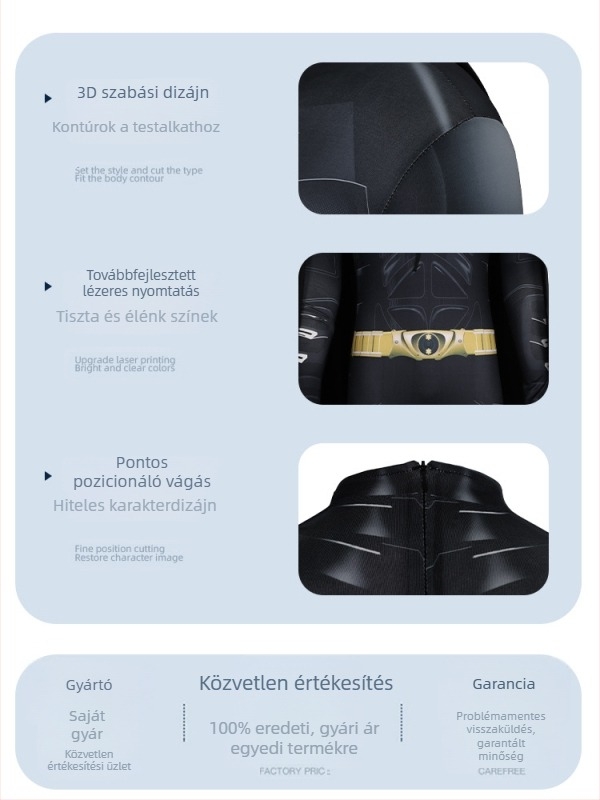 Batman Halloween cosplay overál köpenyes bodysuit – uniszex