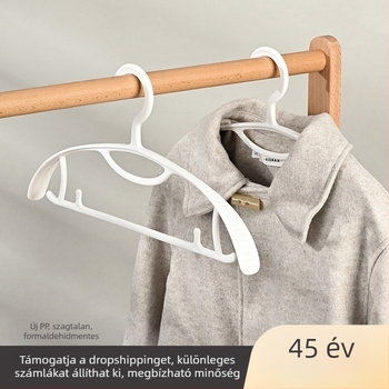 Sima, csúszásmentes, vastagított műanyag vállfa széles vállakkal, otthoni használatra, testreszabható