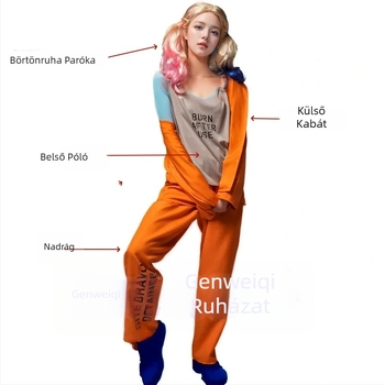 Halloween rab jelmez, narancssárga egyrészes overál