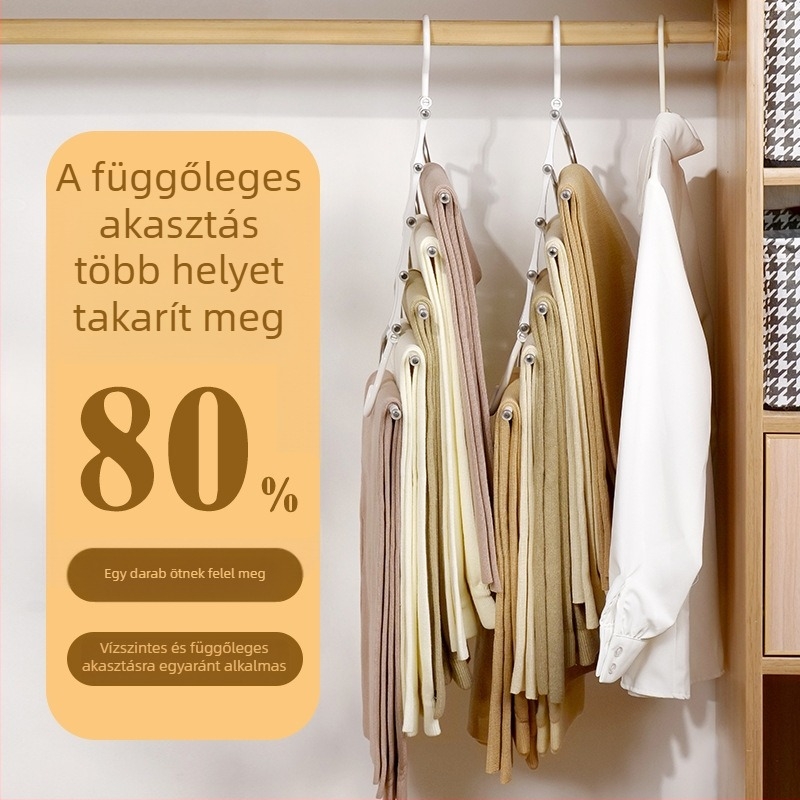 Összecsukható nadrágtartó, többszintes ruhatartó otthoni használatra, csúszásmentes, diszkrét tárolás a szekrényben, ruhaszárító állvány, modern minimál stílus