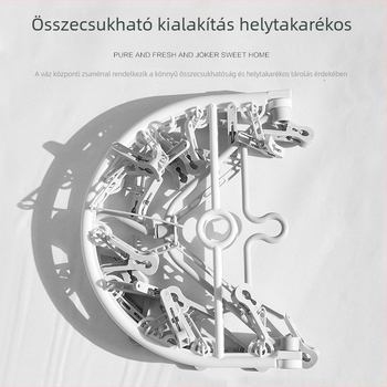 Összecsukható műanyag ruhafogas 18 klipszzel, csúszásmentes és sokoldalú, otthoni szárításra