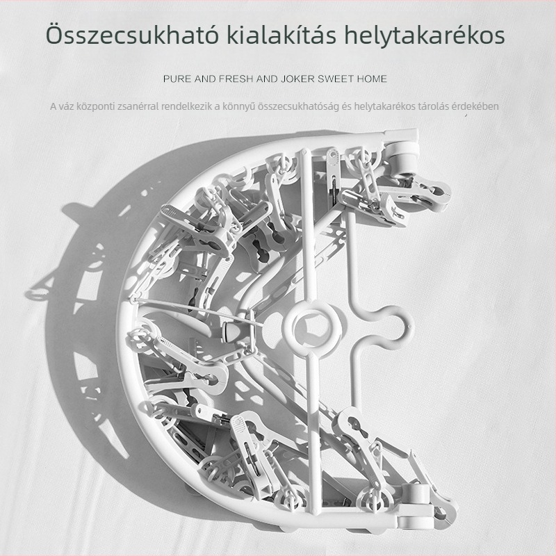 Összecsukható műanyag ruhafogas 18 klipszzel, csúszásmentes és sokoldalú, otthoni szárításra