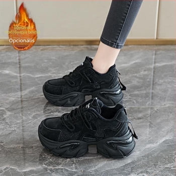 Női meleg pamut sportcipő fleeces béléssel, mindennapi viselet, dad shoes stílusban, őszi–téli szezonra