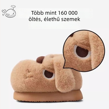 Chikoku női téli plüss pamut papucs, zárt sarokrész, vastag talp, meleg belső