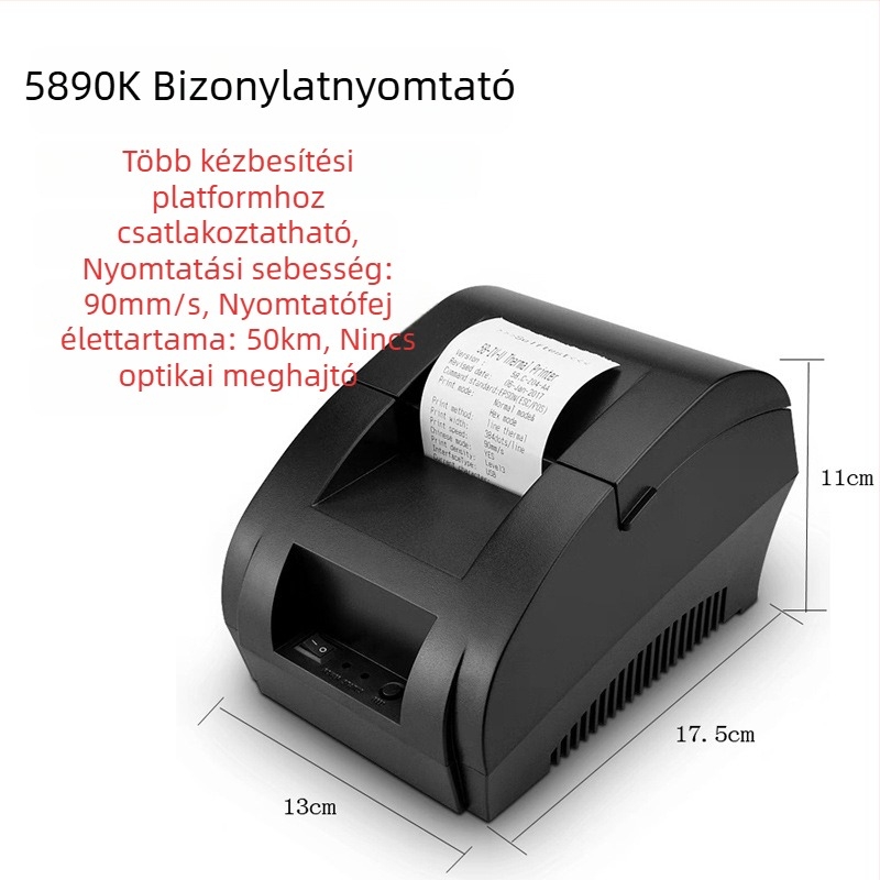 58 mm-es termikus nyugta nyomtató, konyha és kiszállítás – teljesen automatikus rendelésfogadás, nyomtatás a pénztárnál és készletkezelés