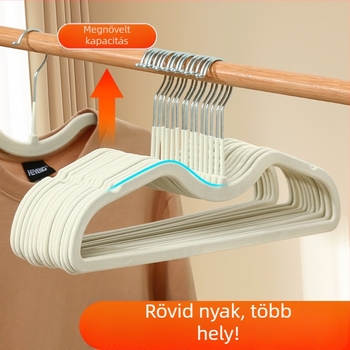 Otthoni használatra készült flockolt ruhafogas, nyom nélkül, csúszásmentes, gardróbhoz tervezett rövid nyakú