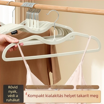 Otthoni használatra készült flockolt ruhafogas, nyom nélkül, csúszásmentes, gardróbhoz tervezett rövid nyakú