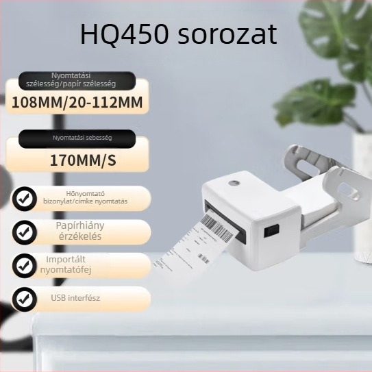 HQ300 Hordozható Bluetooth címkenyomtató mobiltelefonhoz, USB interfész, kompakt kialakítás