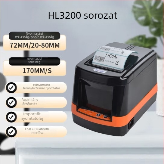HQ300 Hordozható Bluetooth címkenyomtató mobiltelefonhoz, USB interfész, kompakt kialakítás