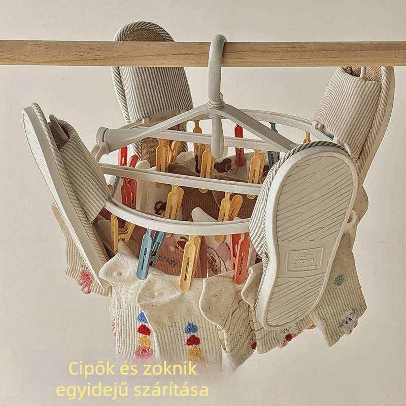 Összecsukható zokniszárító több klippel, kerek ruhaszárító, többfunkciós szárító eszköz kollégiumhoz