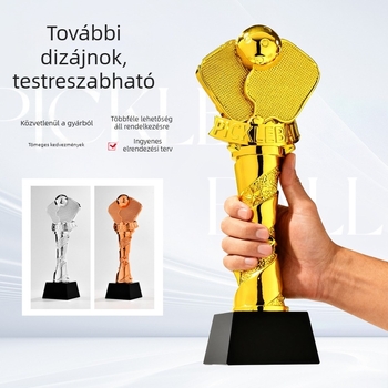 Műgyanta pickleball serleg – arany, ezüst és bronz, 280 mm, testreszabható logó