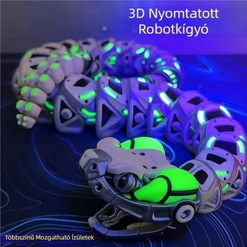 Többszínű 3D nyomtatott kígyó mozgatható ízületekkel — élethű állatmodell dekorációhoz gyerekeknek