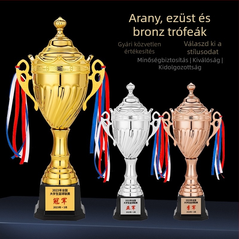 Fém trófea sportversenyekhez: tánc, kosárlabda és taekwondo; testreszabható díj gyermekek és diákok számára