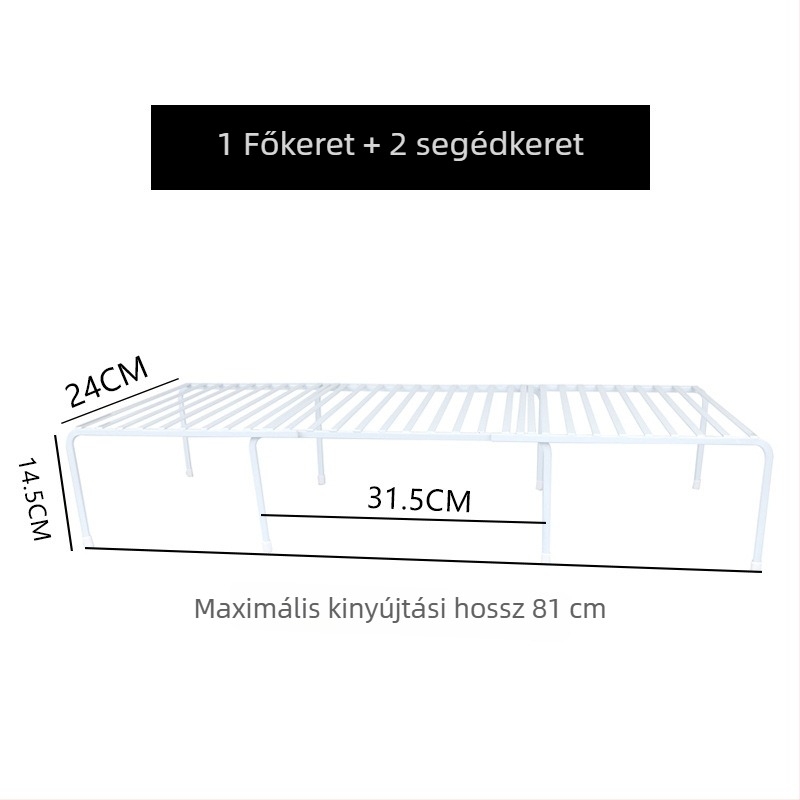 Teleszkópos konyhai tárolóállvány a pulton és a szekrényben – többszintű asztali tároló