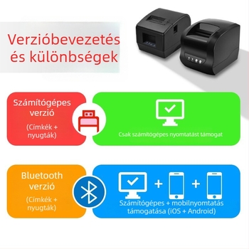 XP-365B termikus vonalkódnyomtató ruházati címkék és polcrímkék nyomtatásához Bluetooth-képes