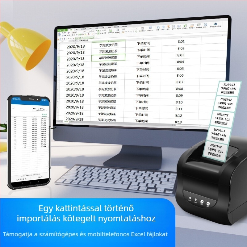 XP-365B termikus vonalkódnyomtató ruházati címkék és polcrímkék nyomtatásához Bluetooth-képes
