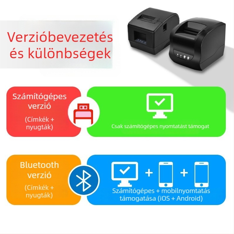 XP-365B termikus vonalkódnyomtató ruházati címkék és polcrímkék nyomtatásához Bluetooth-képes