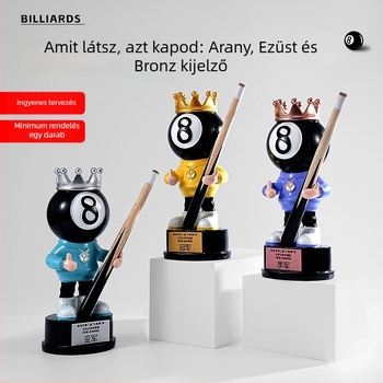 Kreatív biliárdasztal-díj klubfigura, fekete nyolcas golyó motívummal